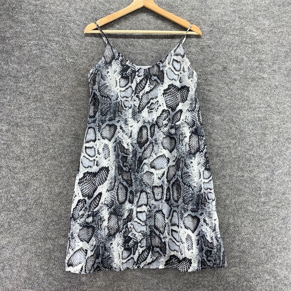 New Peyton Bre Dress Women 14 Gray Animal Print Shift Midi V-Neck Lined Casual